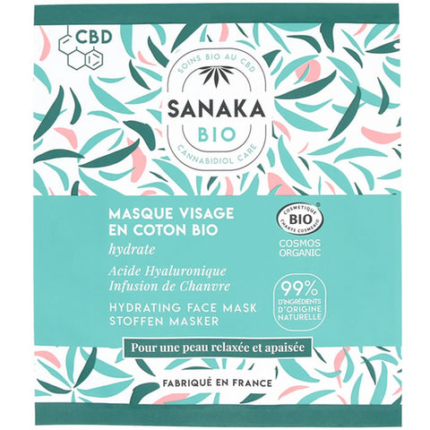 maschera viso in cotone biologico Sanaka Bio con Acido Ianuluronico e Canapa
