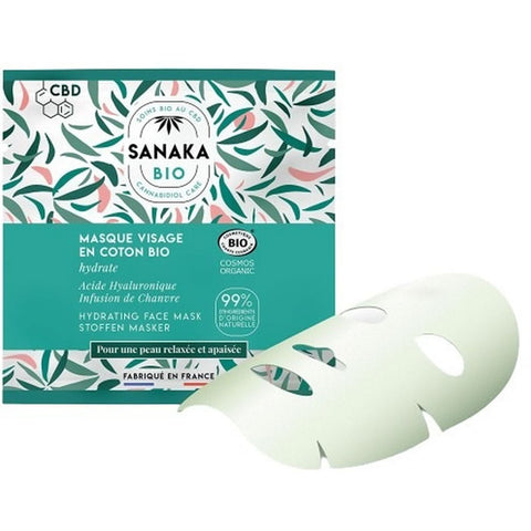 maschera viso in cotone biologico Sanaka Bio con Acido Ianuluronico e Canapa