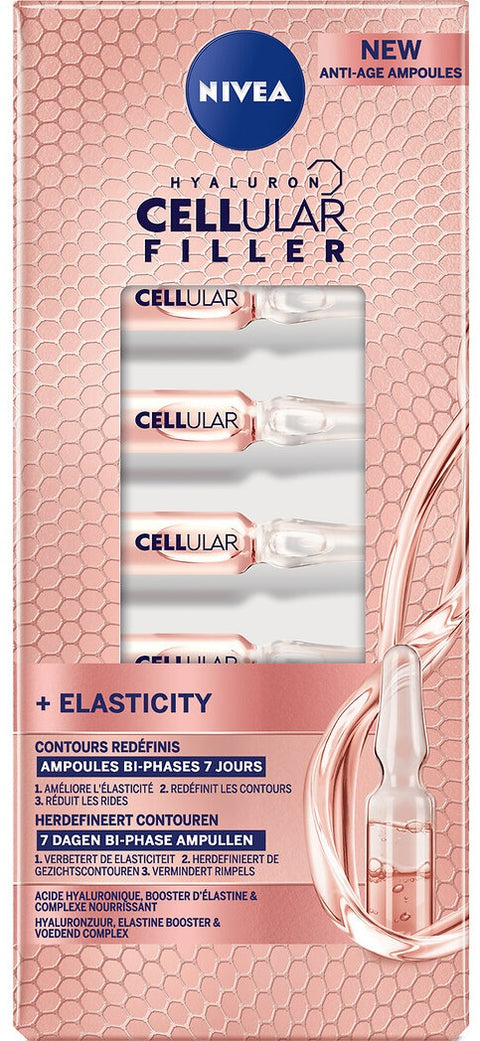 siero viso anti-età Nivea Hyaluron Cellular Filler +Elasticity Bifasico 7 ampolle
