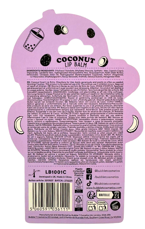 lip balm Bubble T Cosmetics Boba Tea COCONUT Scent