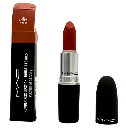 rossetto Mac Cosmetics Powder Kiss Lipstick 316 DEVOTED TO CHILI