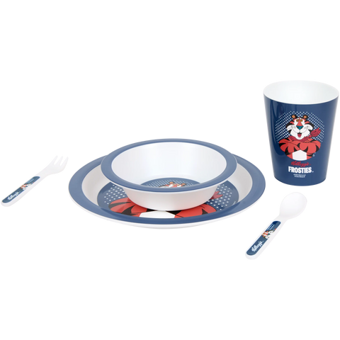 meal set (2 posate + 2 piatti + 1 bicchiere) Vintage Kellogg's FROSTIES