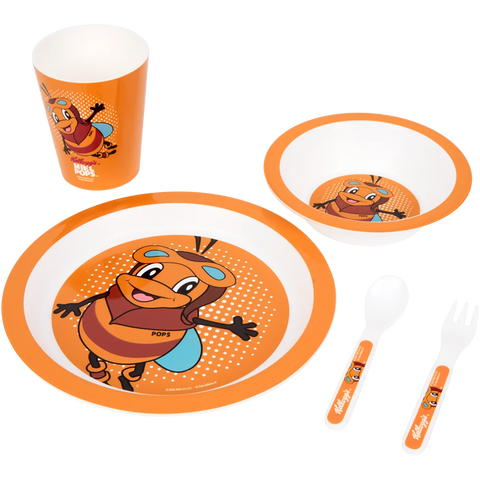 meal set (2 posate + 2 piatti + 1 bicchiere) Vintage Kellogg's MIEL POPS
