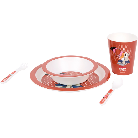 meal set (2 posate + 2 piatti + 1 bicchiere) Vintage Kellogg's FROOT LOOPS