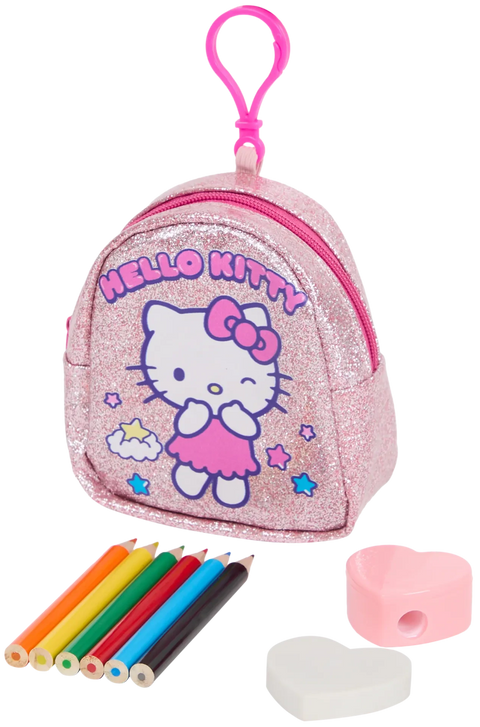 mini zaino portachiavi con accessori da disegno Sanrio Hello Kitty