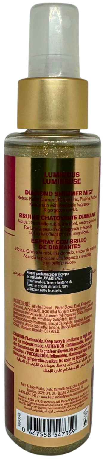 acqua profumata glitterata Bath & Body Works Luminous Diamond Shimmer Mist 145 ml