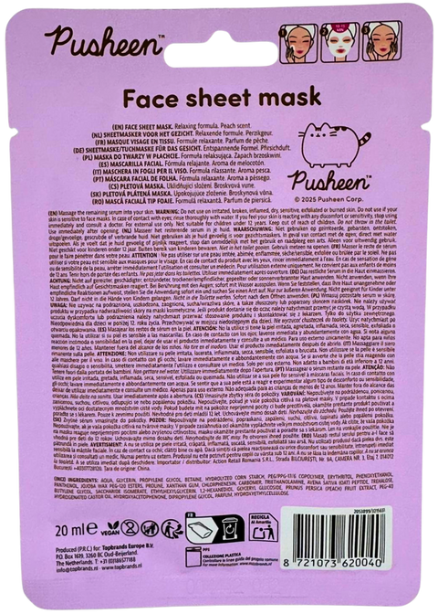 maschera viso Pusheen formula Relaxing with Peach Scent 20 ml