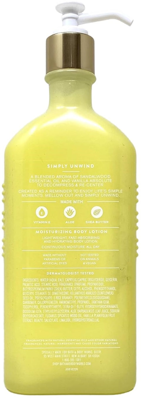 latte corpo idratante Bath & Body Works Simply Unwind Sandalwood & Vanilla 192 ml