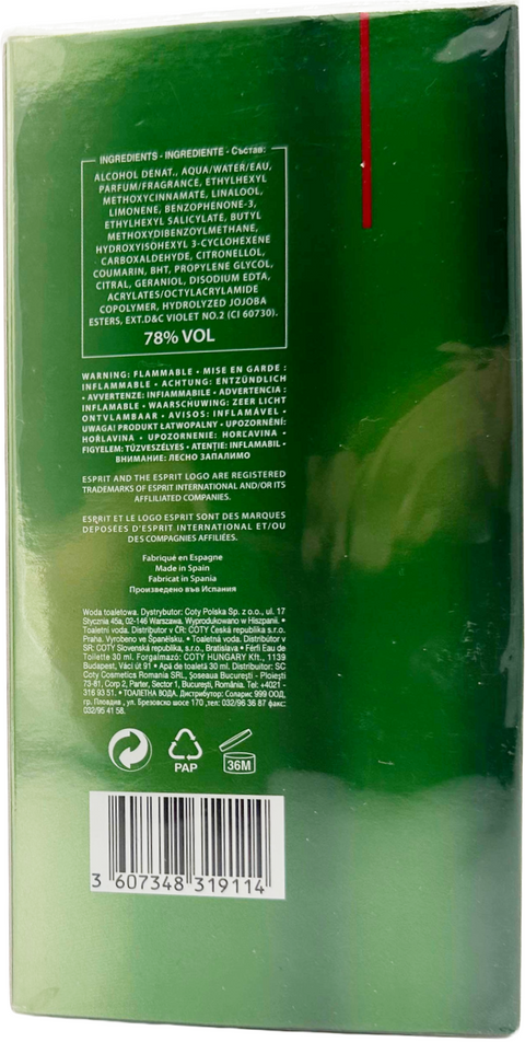 profumo uomo Eau de Toilette for Men Esprit URBAN NATURE spray 30 ml