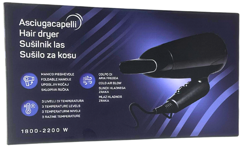 asciugacapelli con manico pieghevole Spinservice 181968.01 da 2200W