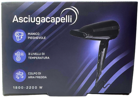 asciugacapelli con manico pieghevole Spinservice 181968.01 da 2200W