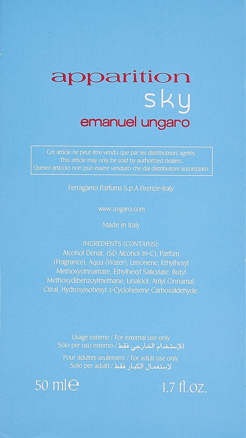 profumo uomo Eau de Toilette Natural Spray Emanuel Ungaro Apparition Sky 50 ml