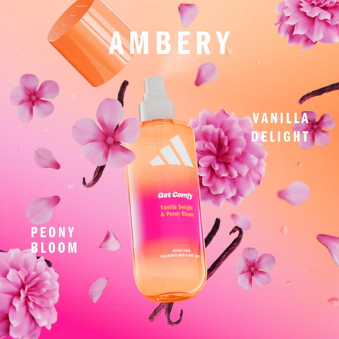 profumo Adidas Vibes Get Comfy Vanilla Delight & Peony Bloom Hair & Body Mist 236 ml