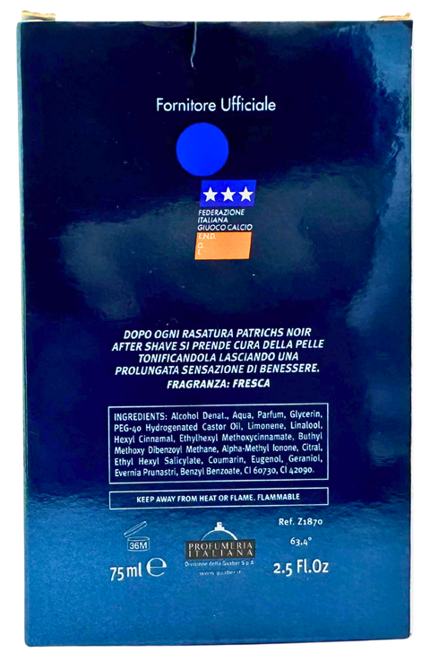 after shave Cool Patrichs Noir FIGC Federazione Italiana Gioco Calcio splash 75 ml