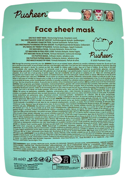 maschera viso Pusheen formula Moisturising with Strawberry Scent 20 ml