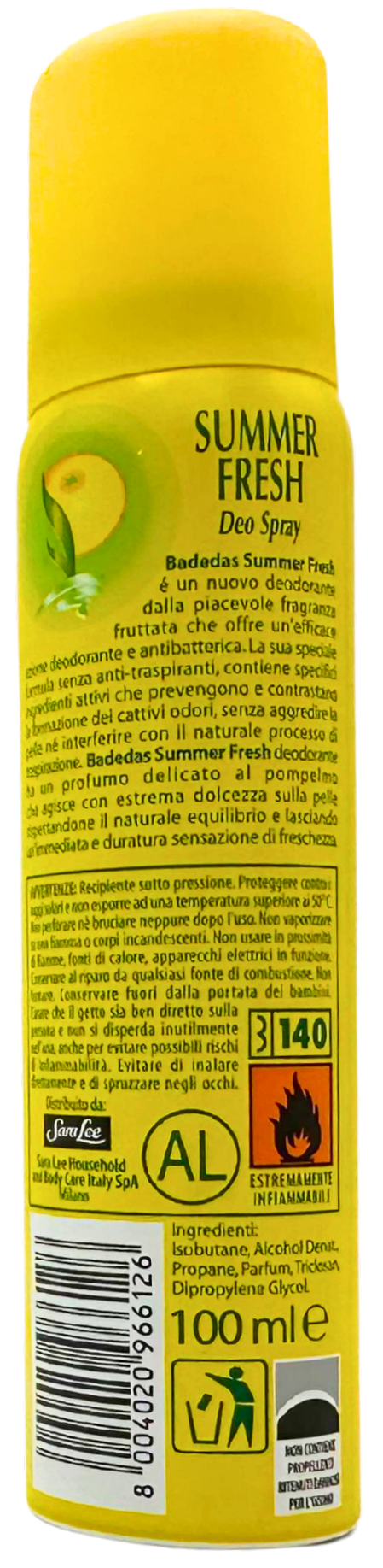 deodorante spray Badedas SUMMER FRESH Pompelmo fresco e delicato azione prolungata