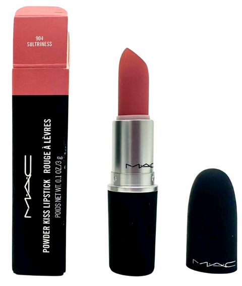 rossetto Mac Cosmetics Powder Kiss Lipstick 904 SULTRINESS