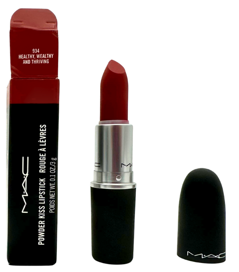 rossetto Mac Cosmetics Powder Kiss Lipstick 934 HEALTHY, WEALTHY AND THRIVING