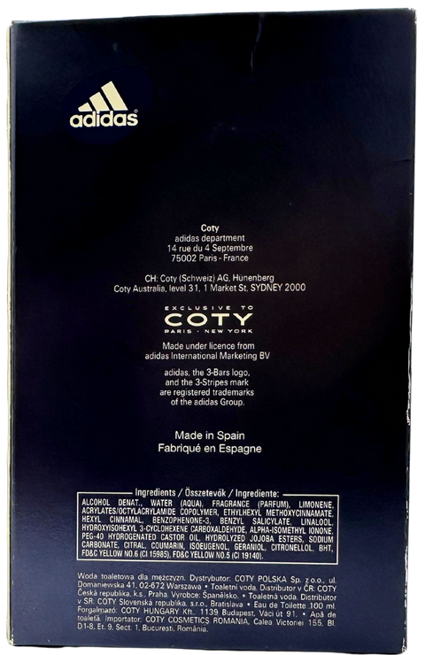 profumo uomo Eau de Toilette Adidas Coty Team Force Natural Spray vaporisateur 100 ml