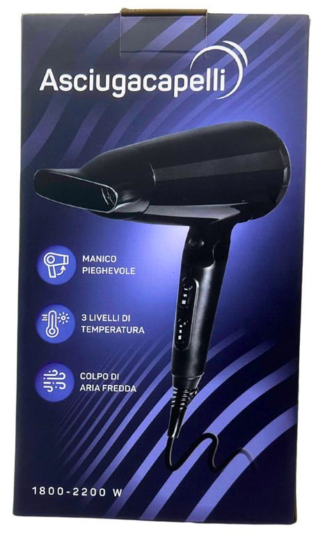asciugacapelli con manico pieghevole Spinservice 181968.01 da 2200W