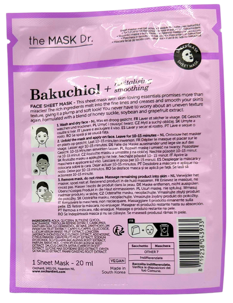 maschera viso coreana tessuto The MASK Dr. Bakuchiol Revitalizing + Smoothing 20 ml
