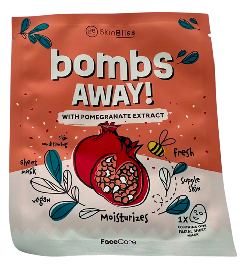 maschera viso in tessuto SkinBliss Bombs Away! con estratto di Melograno