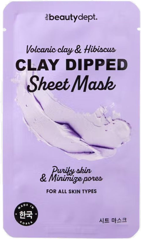 maschera viso tessuto The Beauty Dept. Volcanic Clay & Hibiscus Clay Dipped