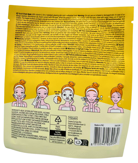 maschera viso in tessuto SkinBliss C U Later! con Vitamina C