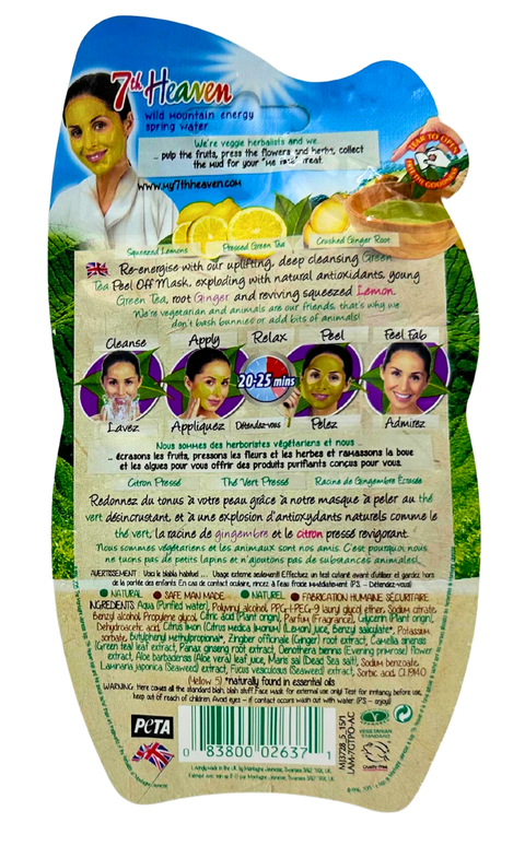 maschera viso in tessuto 7th Heaven Green Tea Peel-Off