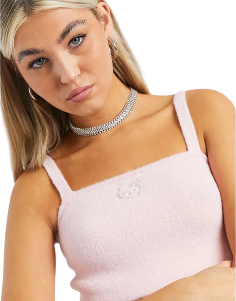Bershka x Sanrio Hello Kitty Fluffy Crop Top 8737/686/144 tg. L