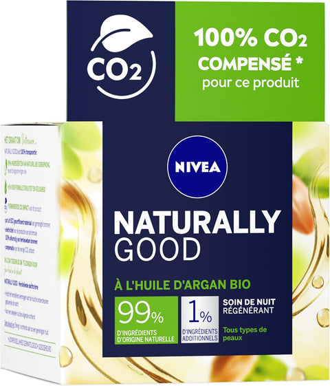 crema viso notte Nivea Naturally Good Rigenerante con Olio di Argan Bio 50 ml