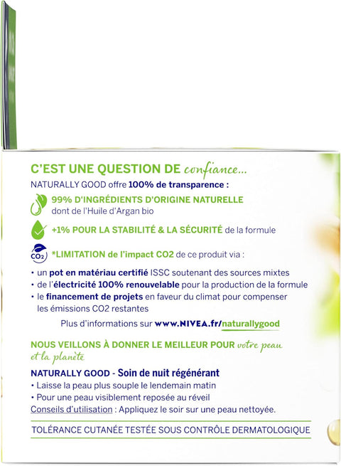 crema viso notte Nivea Naturally Good Rigenerante con Olio di Argan Bio 50 ml