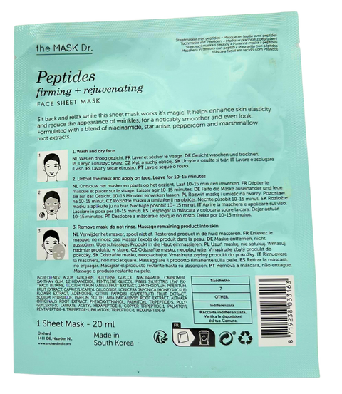 maschera viso coreana tessuto The MASK Dr. Peptides Firming + Rejuvenating 20 ml