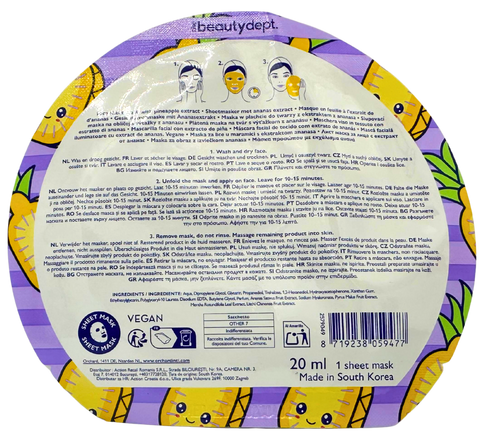 maschera viso tessuto The Beauty Dept. Pineapple Fruity Face sheet mask Illuminating