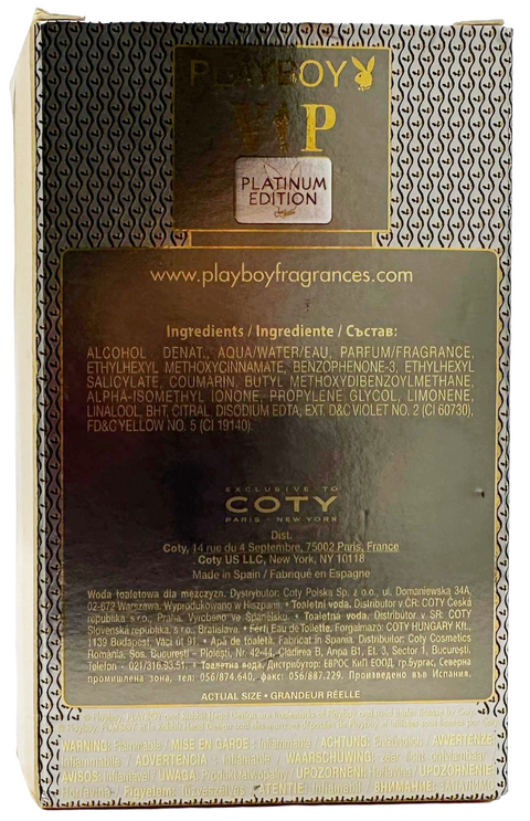 profumo uomo Eau de Toilette Playboy VIP PLATINUM EDITION spray for Him 50 ml