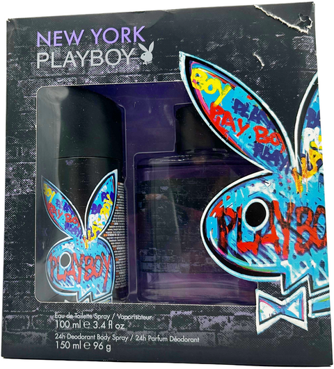 set profumo uomo Playboy NEW YORK Eau de Toilette 100 ml + 24H deodorant body spray