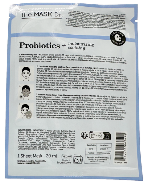 maschera viso coreana tessuto The MASK Dr. Probiotics Moisturizing + Soothing 20 ml