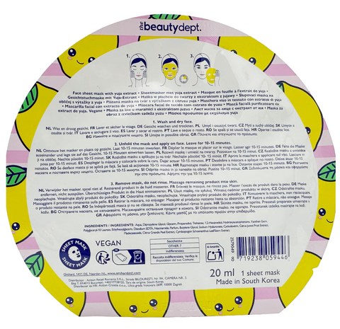 maschera viso tessuto The Beauty Dept. Yuja Fruity Face sheet mask Purifying