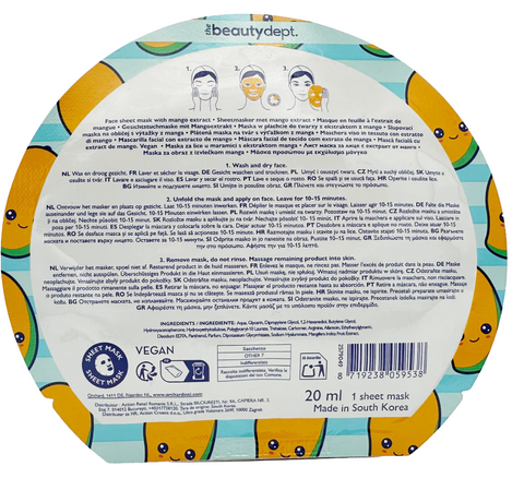 maschera viso tessuto The Beauty Dept. Mango Fruity Face sheet mask Nourishing