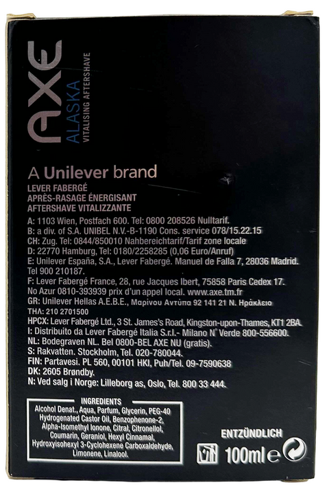 after shave Fabergé Axe Alaska Vitalising Aftershave Axeshave splash 100 ml