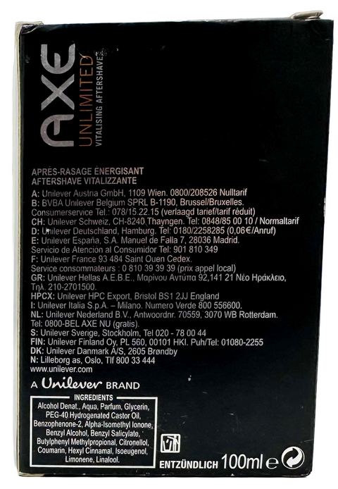 after shave Axe Unlimited Vitalising Aftershave Axeshave splash 100 ml