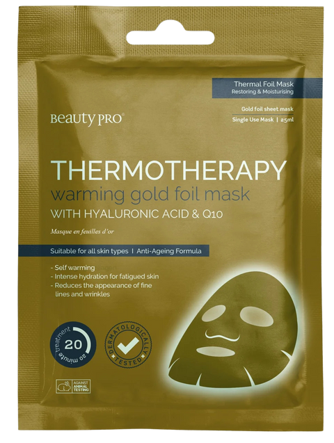 maschera viso Beautypro Thermotherapy Warming Gold Foil Mask with Hyaluronic Acid & Q10