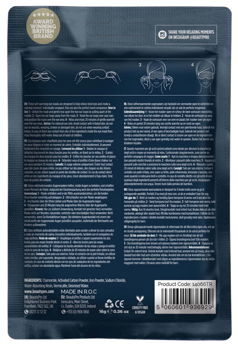 maschera occhi Beautypro Relaxing Chamomile self warming eye mask