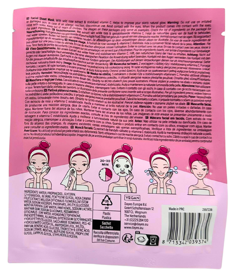 maschera viso in tessuto SkinBliss Wild Thing! con estratto di Rosa Selvatica