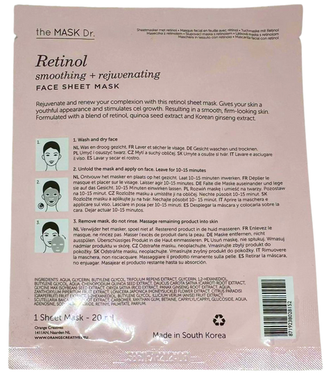 maschera viso coreana tessuto The MASK Dr. Retinol Smoothing + Rejuvenating 20 ml