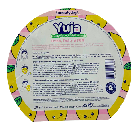 maschera viso tessuto The Beauty Dept. Yuja Fruity Face sheet mask Purifying