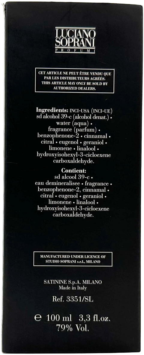 profumo uomo Eau de Toilette Luciano Soprani UOMO Roberto Baggio natural spray 100 ml