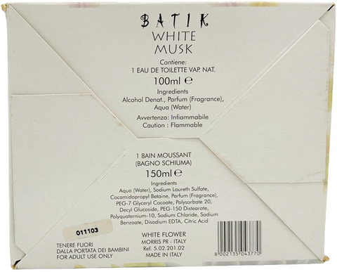 set profumo donna Eau de Toilette Morris OCCHI VERDI BATIK WHITE MUSK vaporisateur 100 ml + Bain Moussant 150 ml