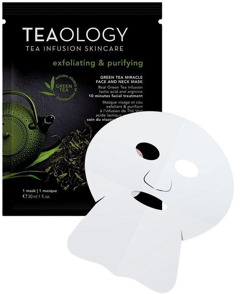 set 2 maschere viso Teaology Tea Infusion Skincare Green & Black Tea Miracle Face and Neck