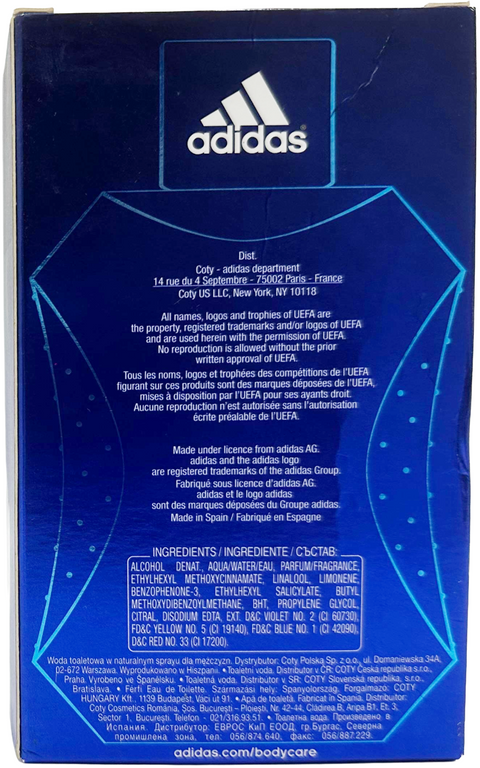 profumo uomo Eau de Toilette Adidas Uefa Champions League STAR EDITION natural spray 100 ml